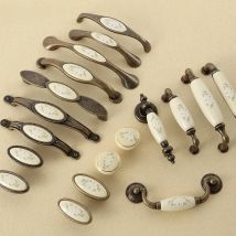 LSTABAN European Style Antique Ceramic Knob Shoe Cabinet Bookcase Cupboard Single Hole Handle Furniture Hardware Accessories