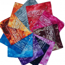 New Design Tie Dye Cashew Paisley Hip Hop 100% Cotton Square Bandana Scarf Unisex Headband Gifts For Men/Boys/Girls