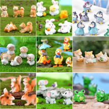 Animals Figurine Squirrel Rabbit Miniature Fairy Garden Figure Cartoon Statue Terrarium Dog Cat Home Car Decor Kids Gift mystery