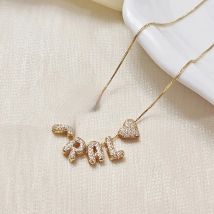 Customized Sparkling Zircon 3D Bubble Letter Name Necklace DIY 26 Initial Letter Necklace Jewelry Gift
