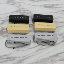 FLEOR Set of Vintage Alnico 5 Soapbar P90 P 90 Pickup Guitar Neck & Bridge Pickups, Chrome/Black/Yellow Option