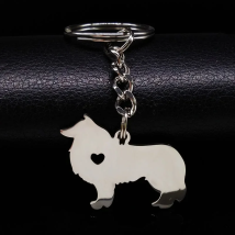 2026 Cute Border Collie Dog Silver Color Stainless Steel Keychain for Men Love Dog KeyChain Jewelry chaveiro K963S01