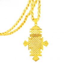 Ethlyn Unisex Ethiopian Gold Color Cross Pendant Necklace Party Wedding Traditional Jewelry P102