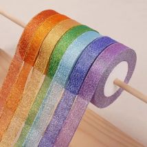 10 Meters Metallic Glitter Ribbon Double Face Satin Ribbons for Gift Wrapping Birthday Holiday Graduation Party Craft Decoration