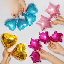 50PCS 5 Inch Mini Heart Pentagram Foil Balloons Wedding Room Decor Baby Birthday Party Christmas Decorations Supplies Kids Toys