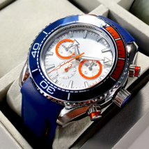 MINI FOCUS Chronograph Quartz Watches for Men Fashion Sport Wristwatch with Auto Date 24-hour Indicator Blue Silicone Strap 0426
