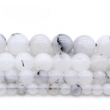 4mm/6mm/8mm/10mm Natural Black Hair Quartz Chalcedony Bracelet Crystal Women Gift CLear Stone Charm Stretch Round Beads Jewelry