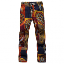 Summer New Men Thin Flower Pants 2024Teen Fashion High Street Lace-Up Ankle-Length Trousers Size 6XL-M