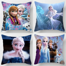 Disney Frozen Princess Cushion Cover Anime Action Figure Elsa Anna Princess Short Plush Home