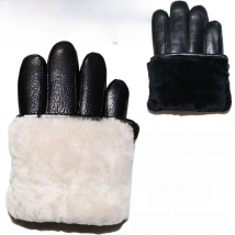 Deerskin Pattern Male Leather Gloves Sheepskin-fur in one  Gloves Female Goatskin  Sheep Fur Wool Gloves Winter  Thickening Warm