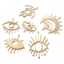 6-10pcs Raw Brass Hollow Demon Exaggerated Eye Charms Turkish Eye Pendant For DIY Earrings Necklace Jewelry Making Accessories