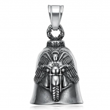 Fashion Wings Motorcycle Rider Biker Bell Pendant Stainless Steel Jewelry Black Charm Bell Mens Christmas Gift SWP0657