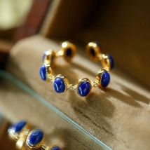 Fashion Lapis Lazuli Crystal Adjustable Ring Women Personalized New Stainless Steel Knuckle Ring Jewelry Accessories Wholesale