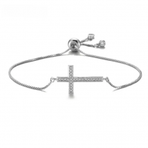 NEWBUY Classic AAA+ Cubic Zirconia Cross Charm Bracelets For Women Adjustable Copper Chain Bracelet & Bangle Dropship Jewelry