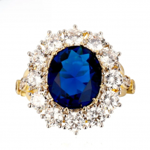 Nasiya New Design Romantic Luxury Ring Golden Color With 10x12MM Big Oval Sapphire Gemstones Fashion Fine Jewelry Wholesale