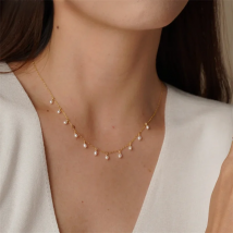 14K Gold Filled Natural Pearl Necklace Gold Choker Handmade Pendants Collier Femme Kolye Collares Boho Pearl Jewelry for Women