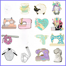 MAKE MAGIC Books Ruler Metal Enamel Brooch Creative Wool Ball Pen Scissors Badge Pin Cute Trendy Costume Jewelry Accessories