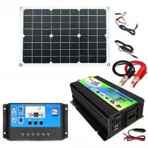 T1B Solar Power System = Inverter Converter Transformer 12 v 110 v 220 v 300w Charge + Solar Panel 18w 12v / 5v + Controller 30A