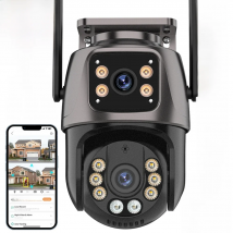 4K 8MP HD Wifi PTZ Camera Outdoor 4MP Dual Lens Dual Screen AI Auto Tracking IP Camera CCTV Audio Video Surveillance P2P iCSee