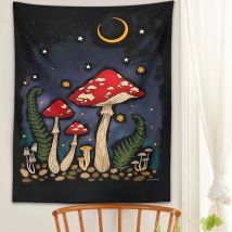 Mushroom Moon Moth Tapestry Wall Hanging retro flower moon   psychedelic Aesthetic Tapestries Living Room Home Dorm Decor