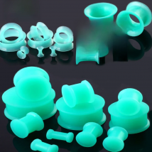 Alisouy 1Pair Flexible Silicone Green Ear Plugs and Tunnels Ear Gauge Plug Tunnel Body Jewelry Piercing Stretcher Expanders