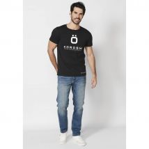 Koroshi Camiseta de manga corta de algodón con logo delantero color negro para hombre | Ropa Casual