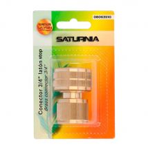 SATURNIA Conector de Manguera con Función STOP Fabricado en Latón 3/4" Hembra, Adaptador de Grifo, Conector de Grifo a Conector Rápido
