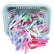 COM-FORT HOUSE  Pinzas de Plástico  Cesta de Plástico Rectangular Grande Pinzas para la Ropa Pack de 120 Unidades