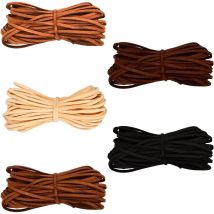 5 Piezas Cordón de Cuero de Gamuza, Cuerda Cuero Cordón Plana 2.6mm x 10m, Cordón de Antelina para Pulseras, Manualidades, Colgante, Collares DIY (5 Colores)