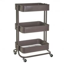 Lola Home Carro con ruedas y 3 estantes de metal gris de 44x36x73 cm