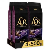 SUPREMO Espresso 4 paquetes de 500 gr. Café en grano L'or