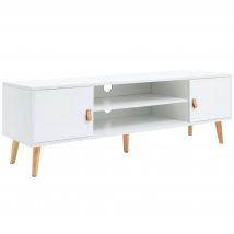 Anzio Mueble TV con 2 Puertas, 1 Estante y Patas de madera de pino Blanco mate, fabricado en Melamina 140 cm