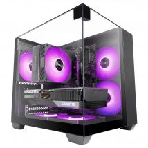 Mars Gaming MC-VISIONM, Caja Gaming Compacta MicroATX, Triple Cristal Templado, Estructura Doble Cámara, Soporte Refrigeración Líquida hasta 240mm, Minitorre PC con Amplia Capacidad Interna, Caja PC