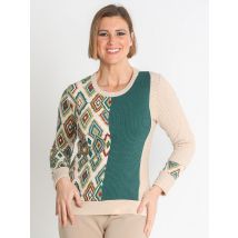 372164L  CAMISETA PUNTO FELPA ESTAMPADO ROMBOS