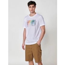 Koroshi Camiseta de Hombre de Algodón con Estampado de Bicicletas Color Blanco