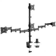 AISENS Soporte de Mesa Eco Giratorio e Inclinable para 4 Monitores 8kg (4 Pivotes, 2 Brazos) de 13"-27", Negro