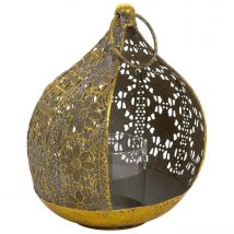 WANDERLUST DECO Portavelas de Metal Dorado 18.5x17x23.5h Cm - Pieza Versátil