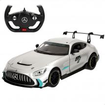 RASTAR Coche teledirigido Mercedes AMG GT2 a escala 1:14, réplica oficial, mando RC 2.4 GHz, diseño de colección, acabados fieles, puertas abatibles, ideal para coleccionistas, fans del automovilismo,