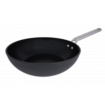 Arcos Wok Antiadherente 28 cm - Aluminio Forjado, Full Induction, Mango Acero Inoxidable Efecto