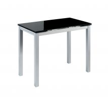 Mesa de Cocina Extensible en Cristal Templado Negro - Modelo Londres - Medidas 95 x 55/95 x 95 cm - Marca Momma Home