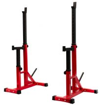 ALLINLIFE Estante Para Sentadillas con Soporte Para Pesas, Squat rack, Aparato Para Entrenamiento de Fuerza, Equipo Para Fitness, Negro,Rojo