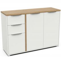 Aparador Salón Acces 3P Roble Hamilton y Blanco Mate 122 cm