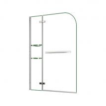 Mampara de Bañera+2 Repisas+Toallero 40cm,Vidrio 5mm,Cromado,Altura 140cm