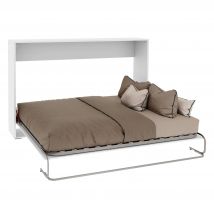 Cama Plegable Dormitorio Juvenil Cama de Invitados Abatible Horizontal Color Blanco Mate 135x190 cm