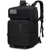 Mochila Prowalk táctica 45 litros negra para acampada y excursión , senderismo de estilo militar de asalto con sistema molle para hombres y mujeres y adultos , ideal para camping , rutas , caza y