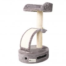 Casa Basics - Rascador para gatos TATA, Altura 58 cm, Plataforma Mirador, Rampa para rascar, Árbol para Gatos Negro/Gris/Beige