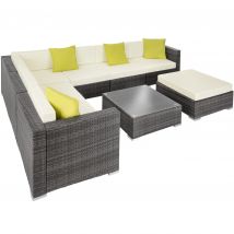 Tectake - Conjunto de ratán MARBELLA, Conjunto modular de asientos de poliratán de calidad superior