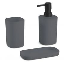 Lote de Accesorios de Baño Gris Oscuro MSV - Diseño Elegante y Material de Polipropileno
