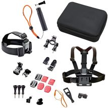Set de Accesorios para Cámaras Rollei Actioncam - Ideal para Deportes Al Aire Libre - 23 Piezas