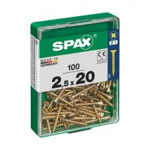 Caja 100 uds. tornillo madera spax cab. plana yellox 2,5x20mm spax